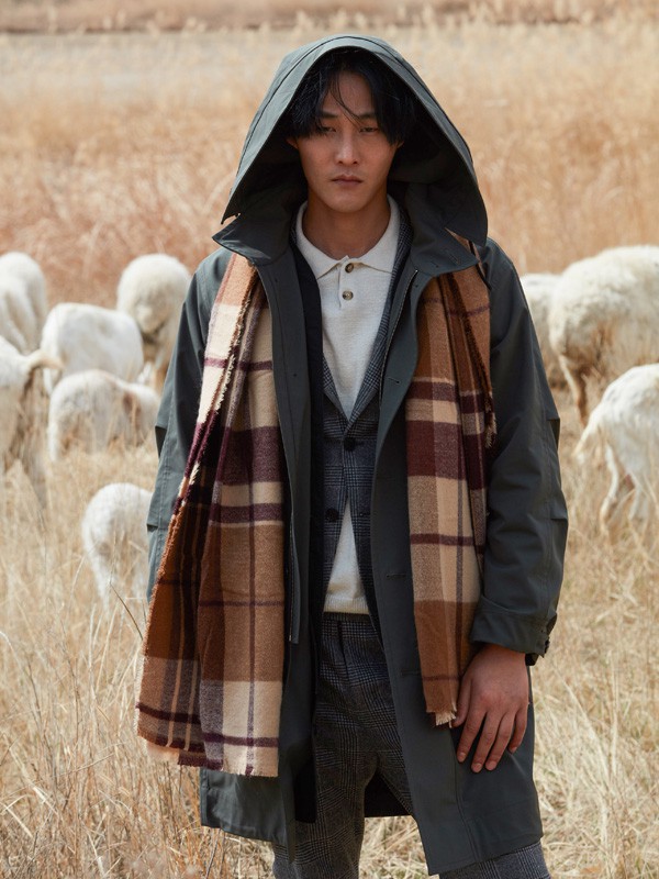 AIVIDICSTUDIO男装2021秋冬季灰色连帽大衣