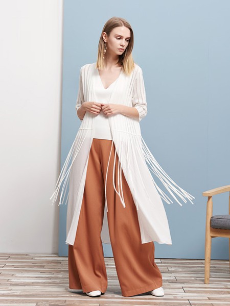 ​体己女装2021春夏季橙色纯色阔腿裤