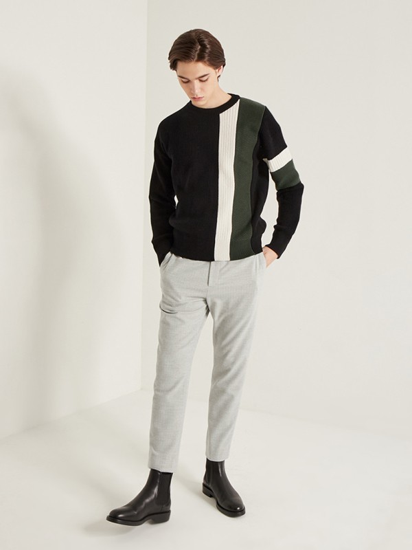 SYSTEMHOMME男装2021秋冬季黑色印花毛衣