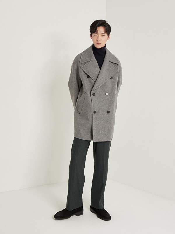 SYSTEMHOMME男装2021秋冬季灰色纯色大衣