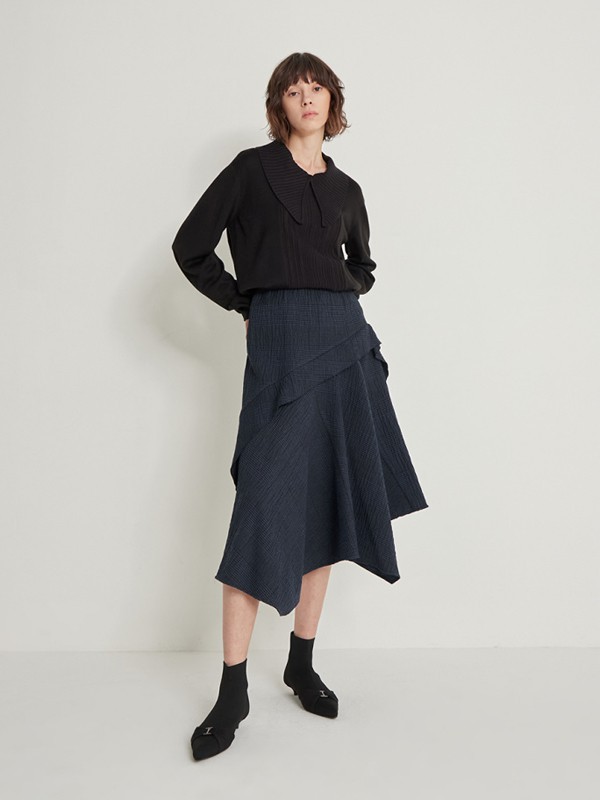 SYSTEMHOMME男装2021秋冬季黑色纯色针织衫