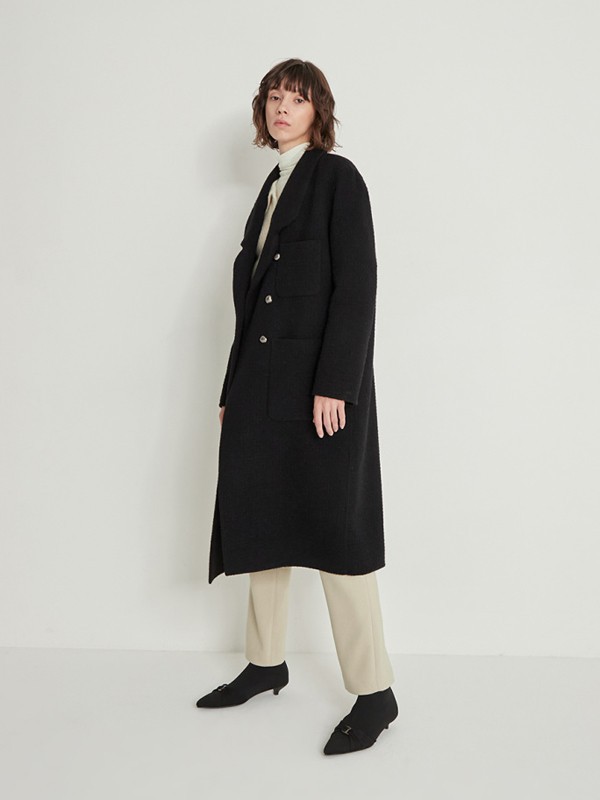 SYSTEMHOMME男装2021秋冬季黑色纯色大衣