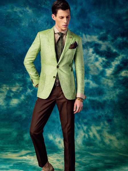 博布莱斯男装2021秋冬季绿色纯色西装