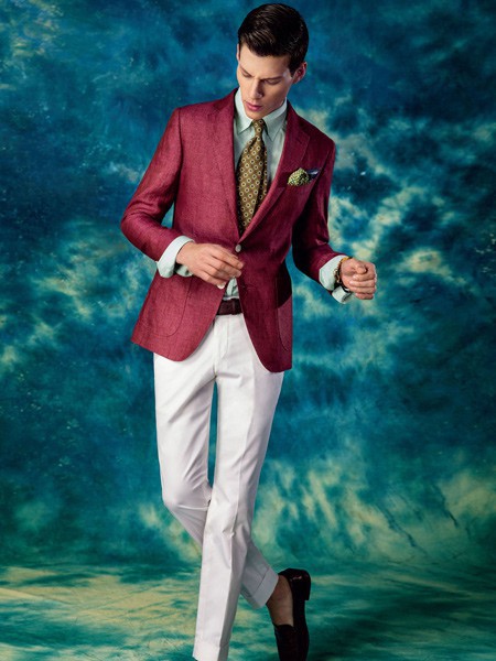 博布莱斯男装2021秋冬季酒红色纯色西装