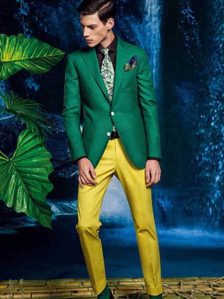 博布莱斯男装2021秋冬季绿色纯色西装