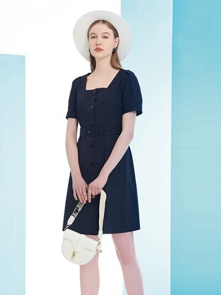 浪漫茜诗2021春夏季黑色纯色连衣裙