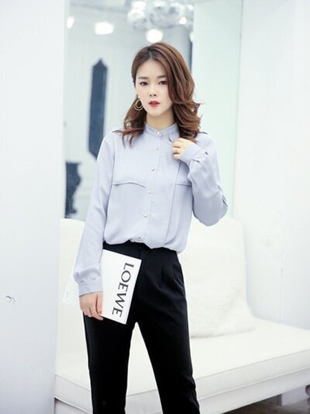 摩纳珂女装2021秋冬季灰色纯色衬衫