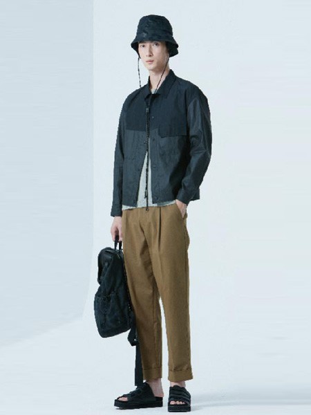 MJU:T男装2022春夏季咖啡色纯色长裤