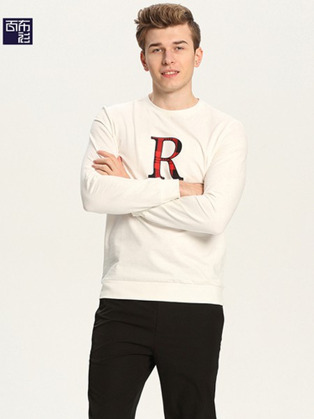 百布衫男装2021秋冬季白色字母T恤