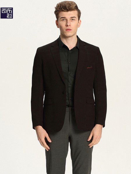 百布衫男装2021秋冬季黑色纯色西装
