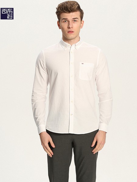 百布衫男装2021秋冬季白色纯色衬衫
