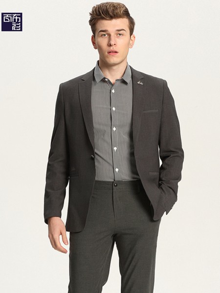 百布衫男装2021秋冬季黑色纯色西装