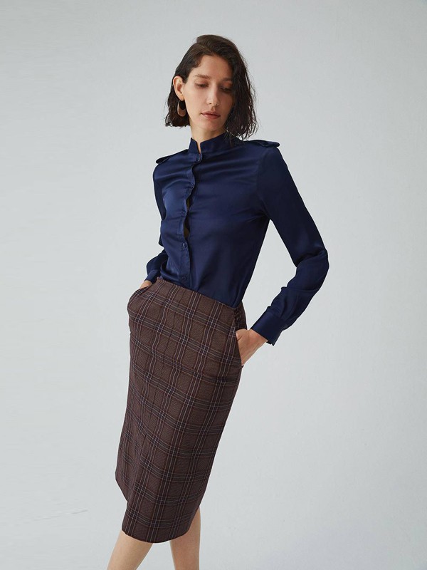 Re女装2021秋冬季咖啡色纯色包臀裙