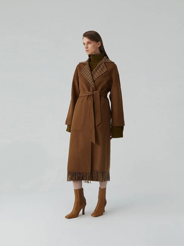 Re女装2021秋冬季棕色长款大衣