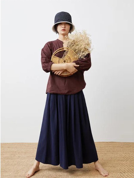 Mooost女装2022春夏季咖啡色纯色T恤