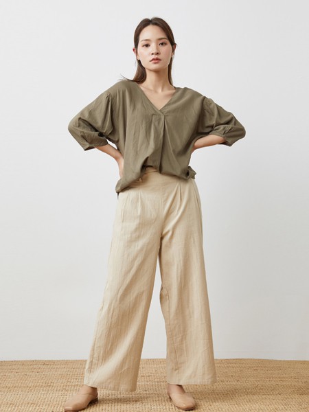 Mooost女装2022春夏季米色纯色连体裤