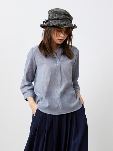 Mooost女装2022春夏季灰色纯色衬衫