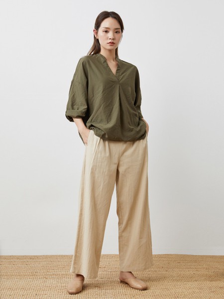 Mooost女装2022春夏季卡其色纯色连体裤