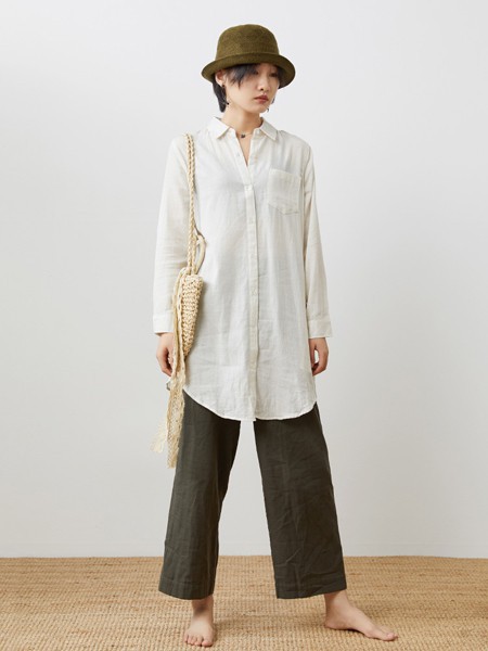 Mooost女装2022春夏季白色长款衬衫