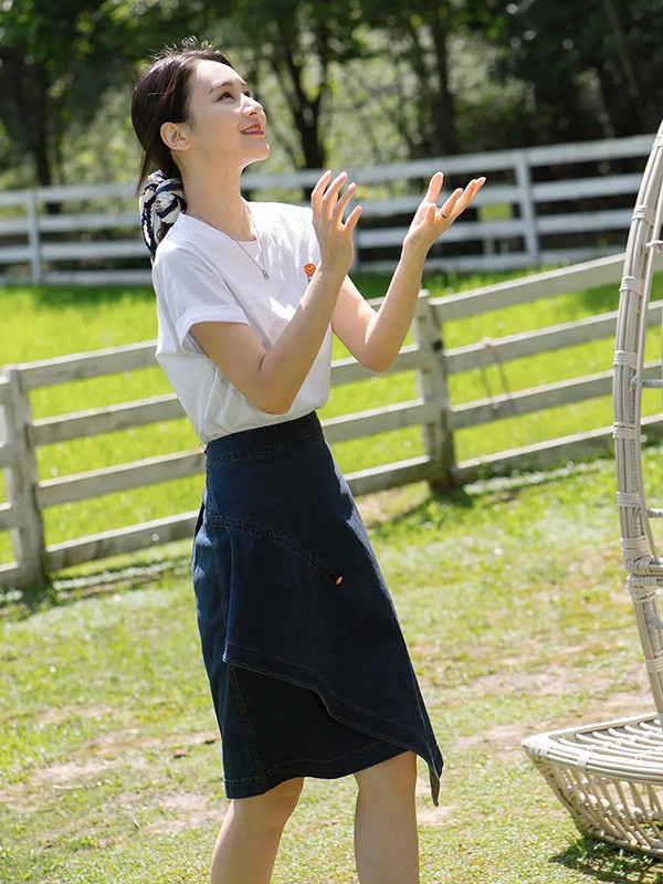 拉素2021春夏季白色印花T恤