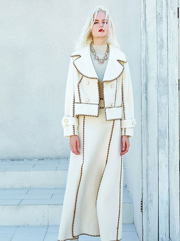 千颖2021秋冬季白色铆钉长裤