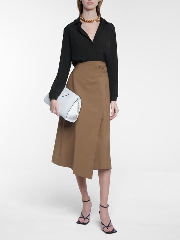 Mytheresa2021秋冬季驼色纯色百褶裙