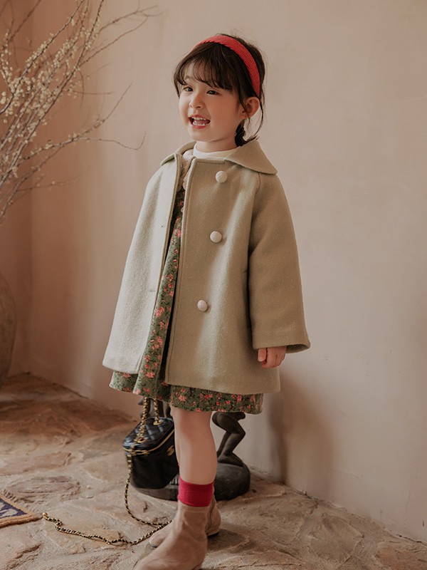 古力家2021秋冬季卡其色纯色大衣