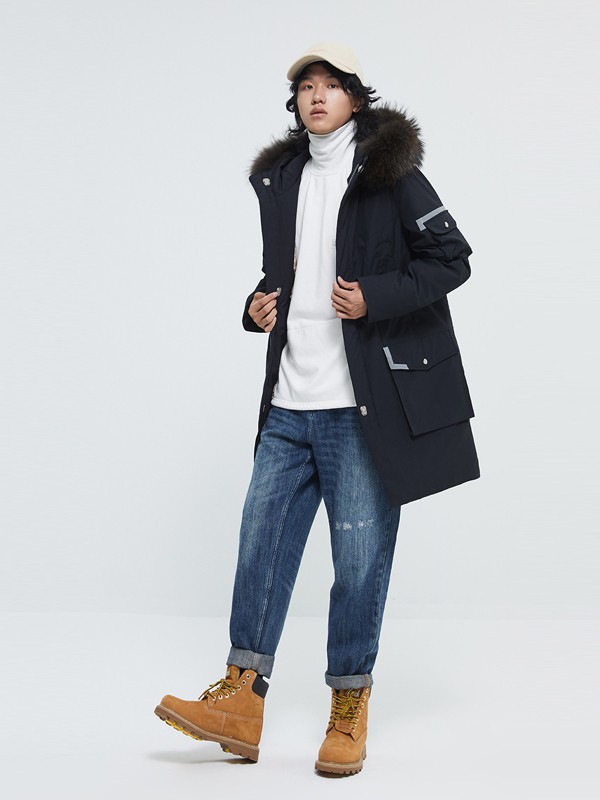 甲子三组男装2021秋冬季藏蓝色纯色长裤