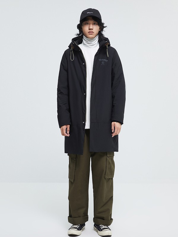 甲子三组男装2021秋冬季黑色连帽派克服