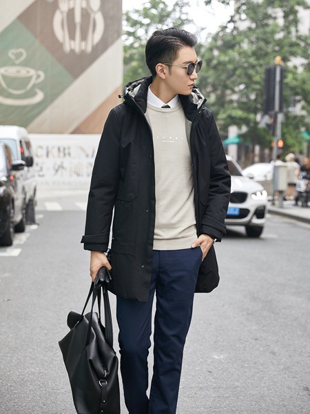 时代森迪男装2021秋冬季藏蓝色纯色长裤