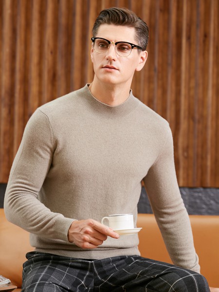 时代森迪男装2021秋冬季棕色纯色针织衫