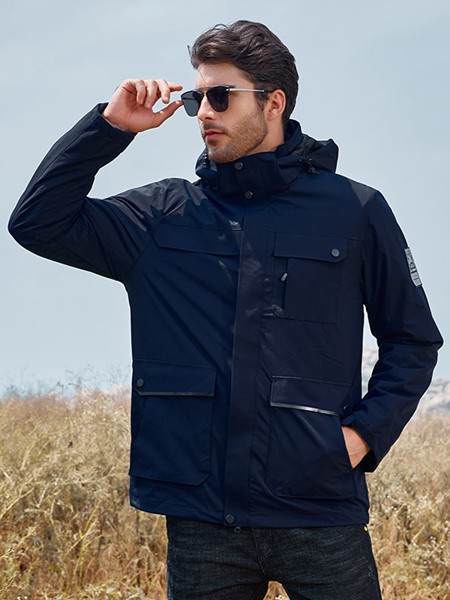 时代森迪男装2021秋冬季黑色高领外套