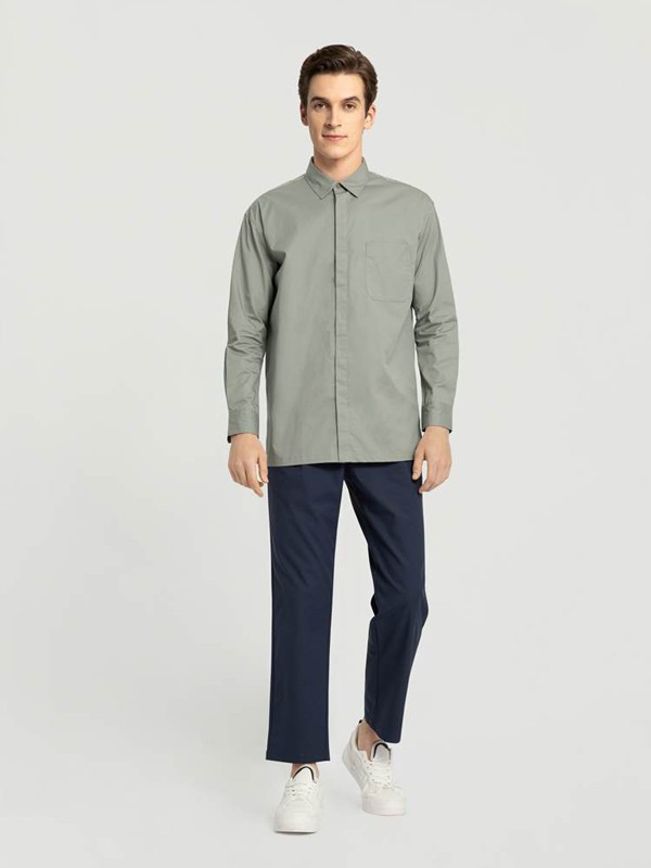 O.C.E.休闲装2022春夏季灰色纯色衬衫