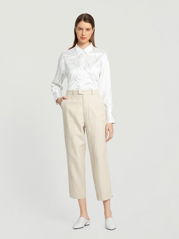 O.C.E.休闲装2022春夏季白色纯色衬衫