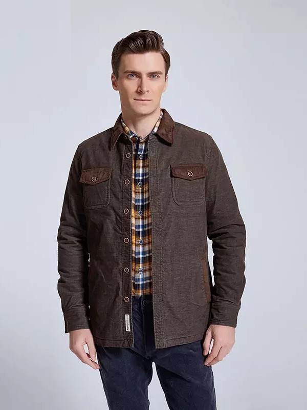 万宝路男装2021秋冬季咖啡色纯色外套