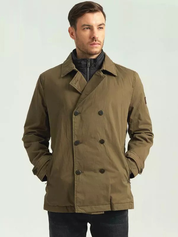 万宝路男装2021秋冬季军绿色纯色外套