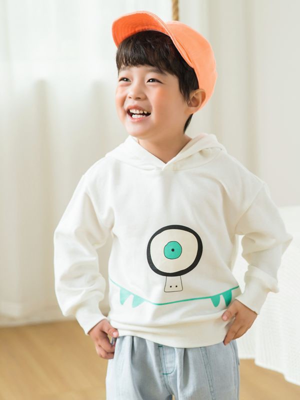 五岳童盟童装2022春夏季白色印花卫衣