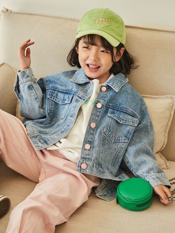 五岳童盟童装2022春夏季粉色纯色长裤