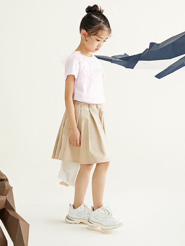 broadcute2022春夏季卡其色纯色短裙