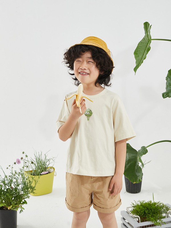 broadcute2022春夏季黄色印花T恤