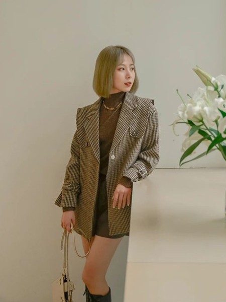 香妲儿女装2021秋冬季灰色纯色西装