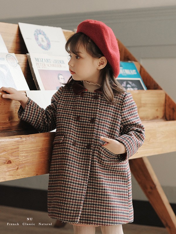 小而美2021秋冬季棕色格子大衣