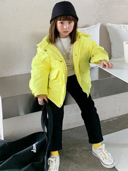 法语2021秋冬季黄色纯色派克服