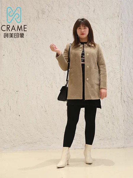 ​创美印象女装2021秋冬季棕色纯色外套