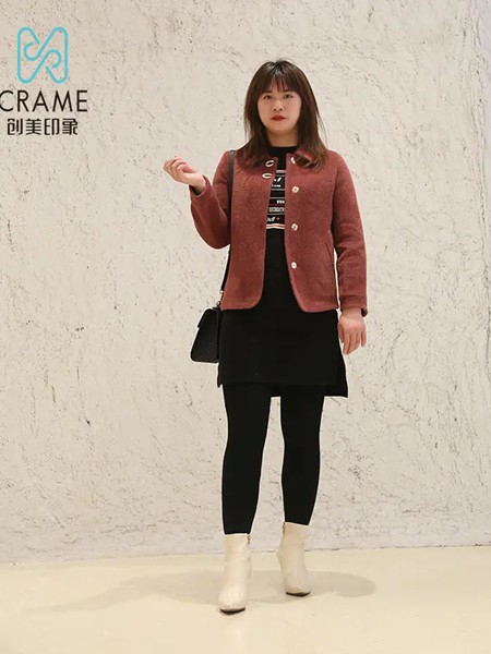 ​创美印象女装2021秋冬季棕色纯色外套