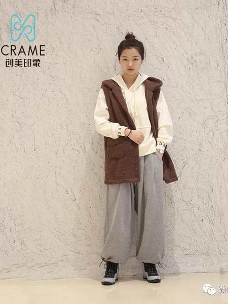 ​创美印象女装2021秋冬季灰色宽松长裤