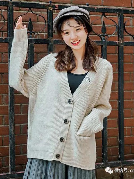 ​创美印象女装2021秋冬季白色纯色针织衫