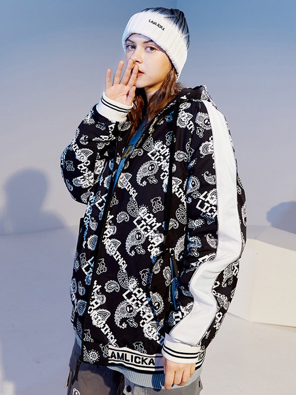 LAMLICKA休闲装2021秋冬季黑色印花外套