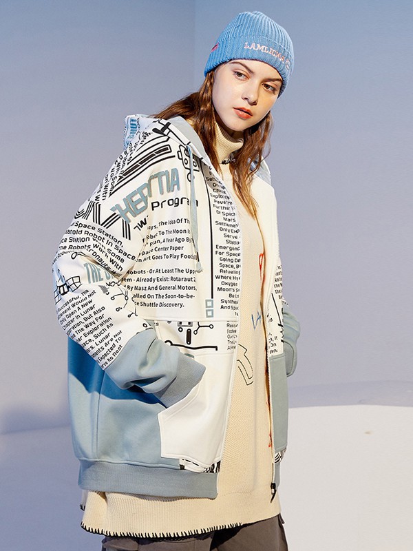 LAMLICKA休闲装2021秋冬季白色印花外套