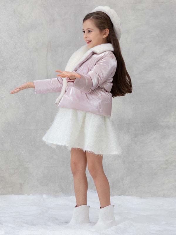 粒子2021秋冬季紫色纯色棉服